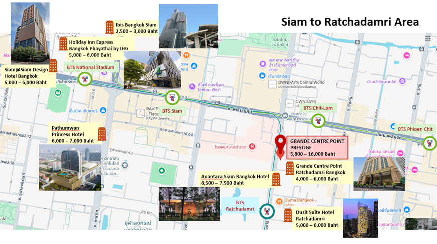 Siam to Ratchadamri Area Map